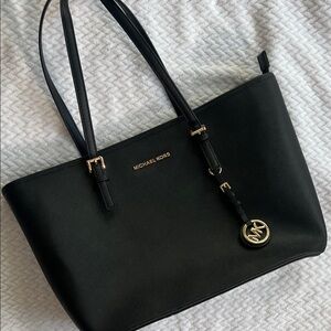 Michael Kors Black Tote with Gold Accents